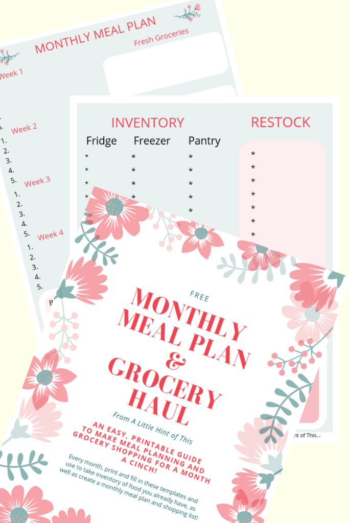 grocery haul and meal plan free printable
