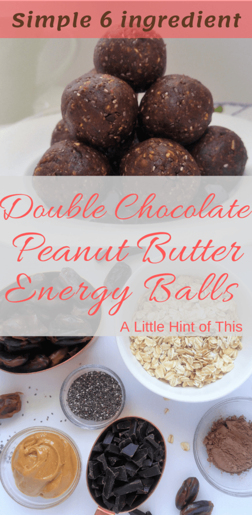 Double Chocolate Peanut Butter Energy Balls - alittlehintofthis.com