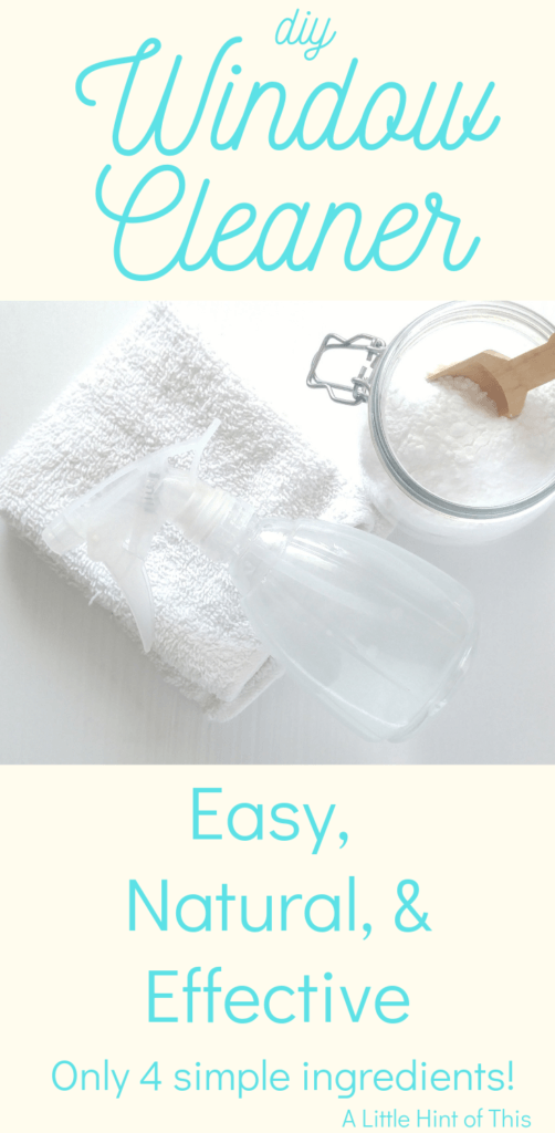This diy Window Cleaner is natural, effective, and non-toxic! It contains only 4 ingredients! Also, it costs pennies to make. Whip up a batch whenever you need it. Works on windows, glass, picture frames, and more! #glasscleaner #windowcleaner #spray #naturalcleaning #cornstarch #diy #cleaning #natural #nontoxic