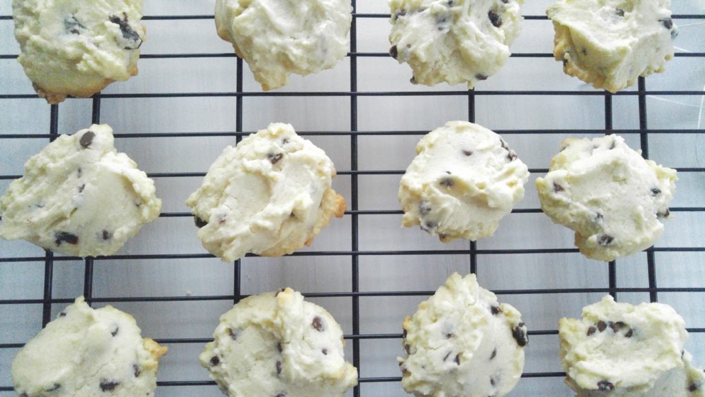 baked shortbread cookies on a drying rack