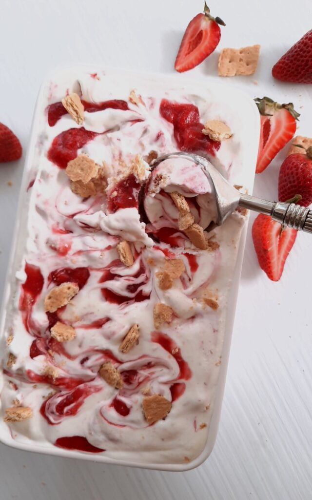 No-Churn Strawberry Cheesecake Ice Cream - A Little Hint of This...