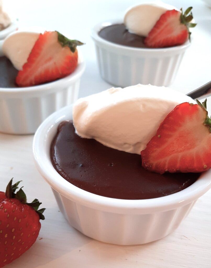 close up of chocolate pudding