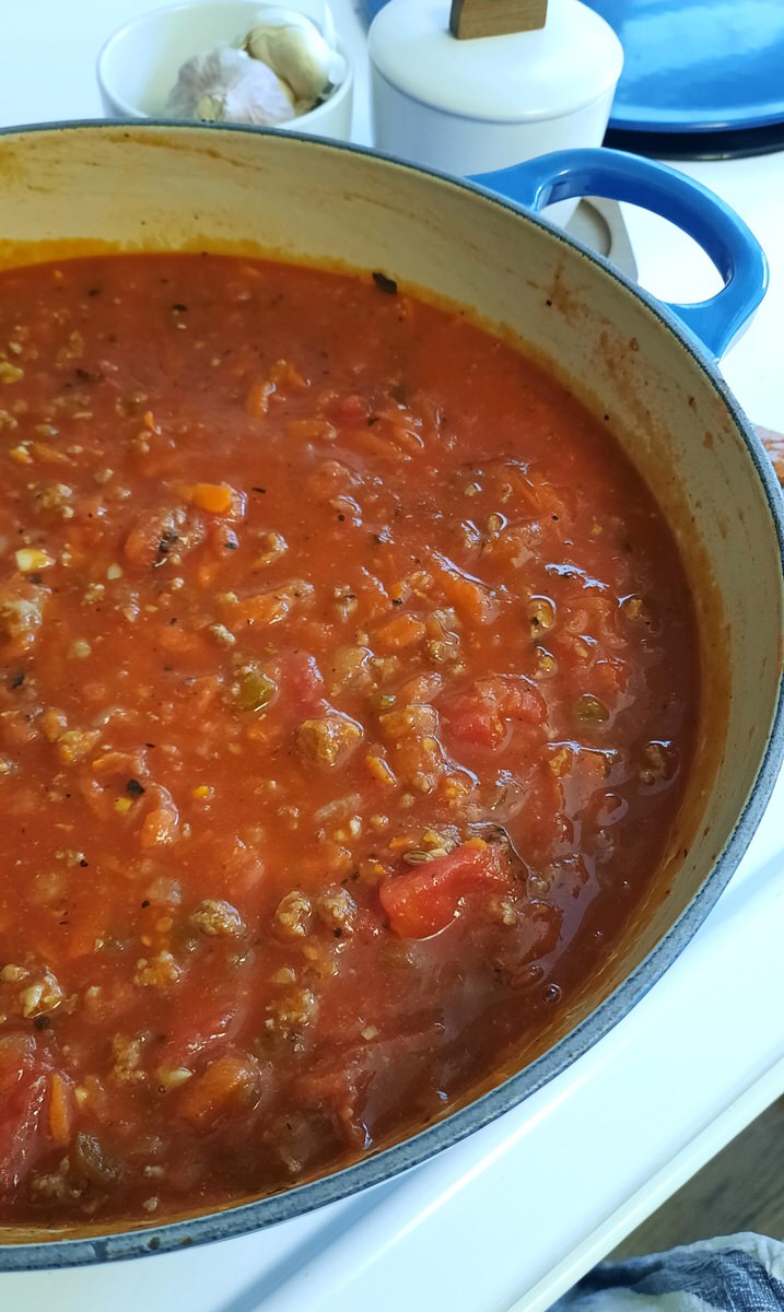 pasta sauce cooking on the stove