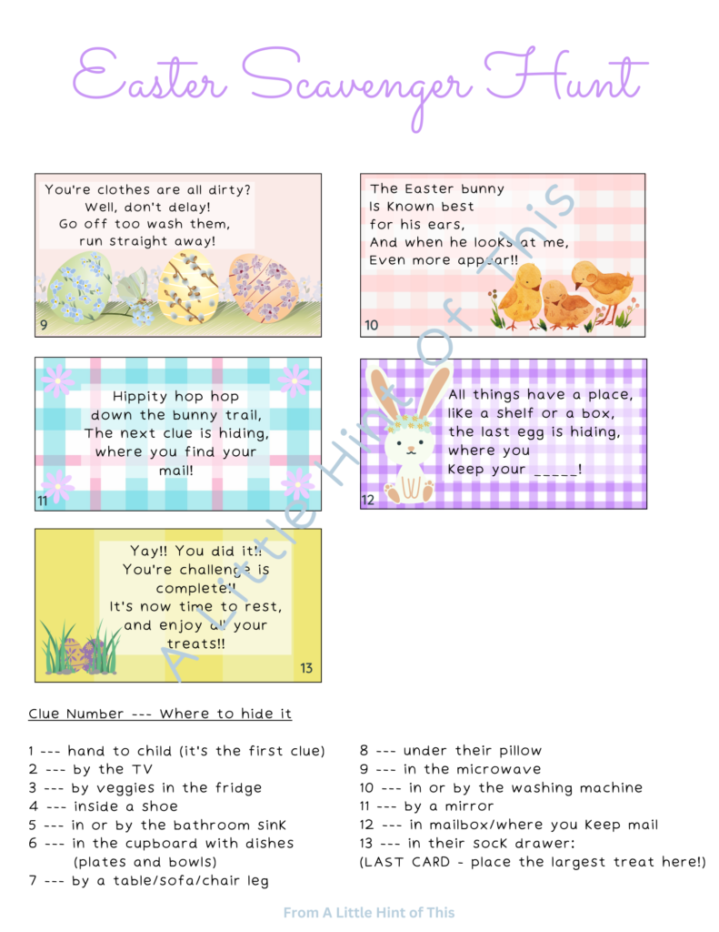 a picture of the free printable easter egg scavenger hunt