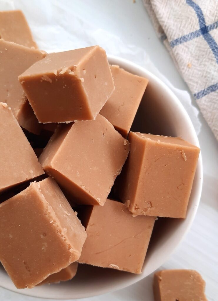 close up of a pile of maple fudge pieces