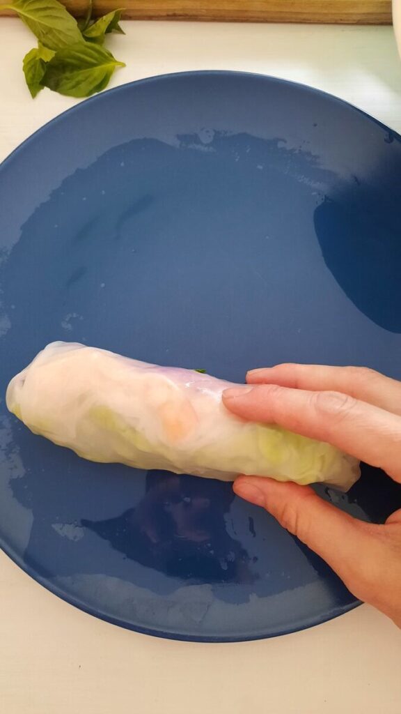 a fully rolled spring roll