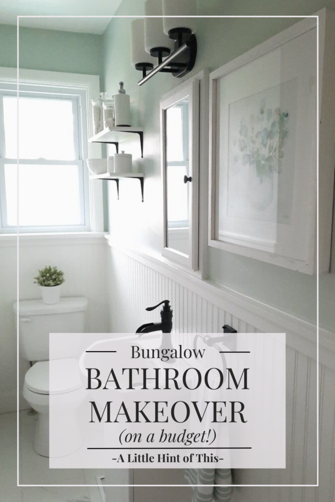 See how we transformed an old rental bathroom into this stunning and fresh space! This small bathroom makeover was done on a tight buget but looks amazing! Come see the steps taken to achieve this farmhouse meets english cottage look.
#tinybathroom #smallbathroom #bungalow #bathroommakeover #bathroomdesign #seasalt #bathroomideas #alittlehintofthis